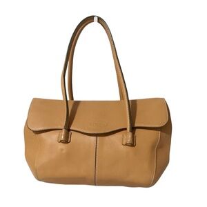 Authentic Tod's Tan Leather Flap Shoulder Bag